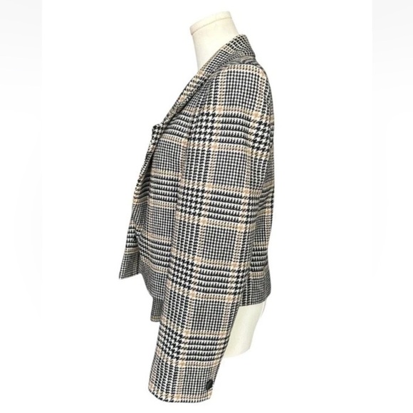 Vintage Jaeger 100% Wool Cropped Blazer Plaid Check Dark Academia Size M/L - Picture 9 of 10
